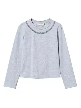 TWINSET Kids футболка со стразами, серый