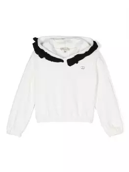 TWINSET Kids худи с оборками, белый