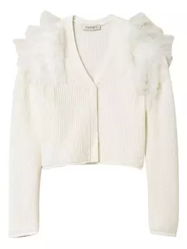 TWINSET Kids кардиган с тюлем, белый