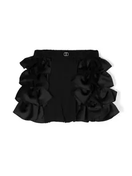TWINSET Kids короткие шорты с оборками, черный