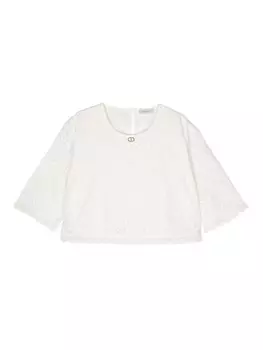 TWINSET Kids кружевная блузка, белый