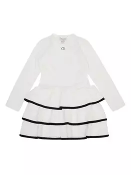 TWINSET Kids платье с многоуровневым подолом и баской, белый