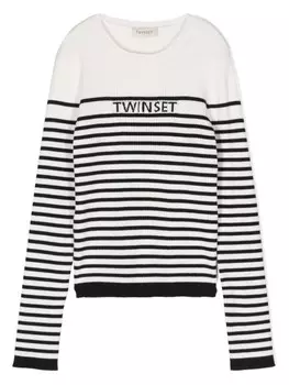 TWINSET Kids полосатый свитер, белый