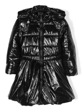 TWINSET Kids пуховик с капюшоном, черный