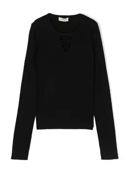 TWINSET Kids свитер с перекрещивающимися деталями в рубчик, черный