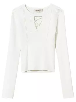 TWINSET Kids свитер с перекрещивающимися ребрами, белый