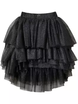 TWINSET Kids юбка из тюля с люрексом, черный