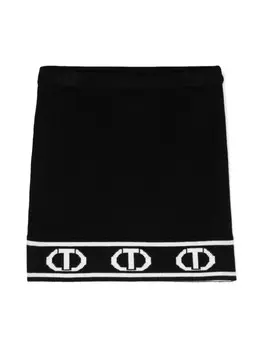 TWINSET Kids юбка мини с логотипом, черный