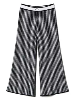 TWINSET Kids жаккардовые брюки в ломаную клетку, черный