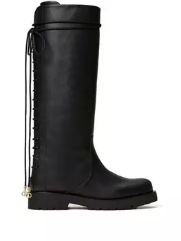 TWINSET кожаные ботинки на шнуровке, черный