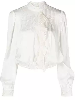 TWINSET кружевная блузка со складками, белый
