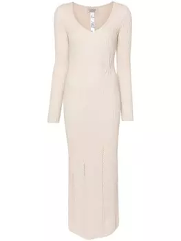 TWINSET макси-платье из трикотажного полотна с защипами, нейтральный цвет