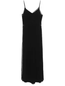 TWINSET макси-платье с цветочной аппликацией, черный