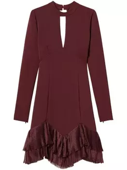 TWINSET мини-платье из плиссированного тюля с воланами, красный