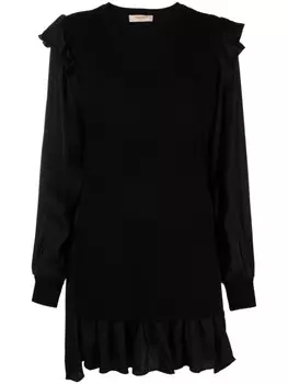 TWINSET мини-платье с длинными рукавами и оборками, черный