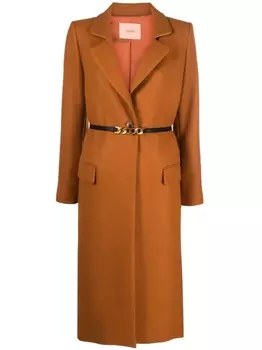 TWINSET однобортное пальто с поясом, коричневый