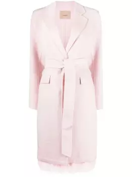 TWINSET пальто из смесовой шерсти с перьями, розовый