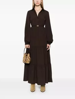 TWINSET платье макси с поясом, коричневый