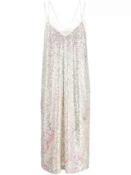 TWINSET платье миди Myfo с пайетками, серебряный