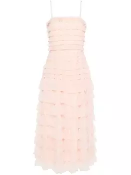 TWINSET платье миди с оборками, розовый