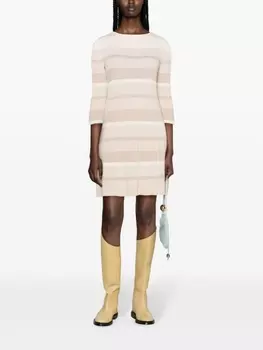 TWINSET платье мини в полоску, нейтральный цвет