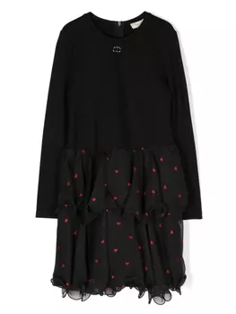 Twinset платье с длинными рукавами и принтом, черный