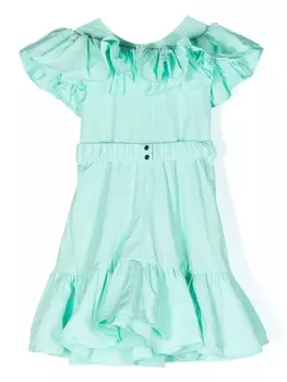 Twinset платье с оборками и поясом, зеленый