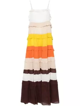 TWINSET платье в стиле колор-блок с оборками, белый