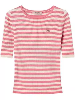 TWINSET Полосатая футболка с коротким рукавом, белый