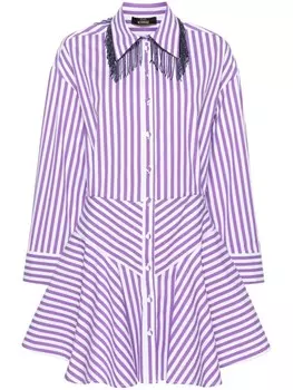 TWINSET полосатое платье-рубашка с бахромой, фиолетовый
