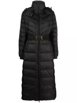 TWINSET пуховик с капюшоном и поясом, черный