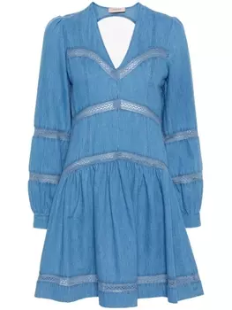 TWINSET расклешенное джинсовое платье мини, синий