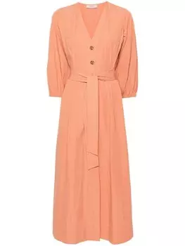 TWINSET расклешенное платье миди с поясом, оранжевый