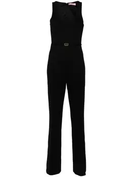 TWINSET расклешенный комбинезон с логотипом, черный