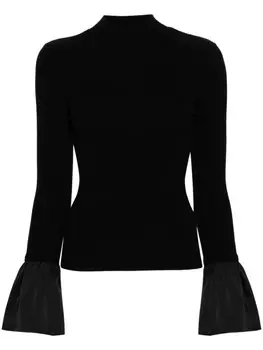 TWINSET ребристый топ с высоким воротом, черный