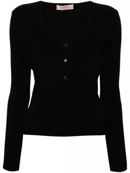 TWINSET ребристый верх, украшенный кристаллами, черный