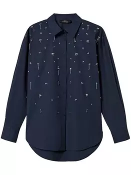 TWINSET рубашка с вышивкой, синий