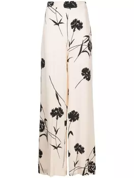 TWINSET широкие брюки с цветочным принтом, нейтральный цвет