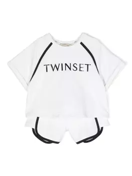Twinset спортивные шорты с лампасами, белый