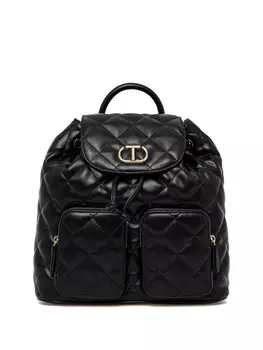 TWINSET стеганый рюкзак с логотипом, черный
