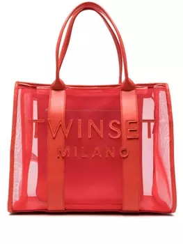 TWINSET сумка-тоут с логотипом, оранжевый