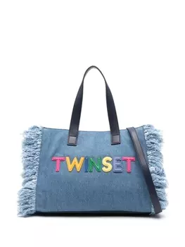 TWINSET сумка-тоут с логотипом, синий