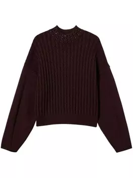 TWINSET свитер косичной вязки, украшенный стразами, фиолетовый