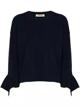 TWINSET свитер с круглым вырезом и оборками, синий