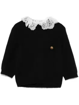 TWINSET свитер с кружевным воротником, черный