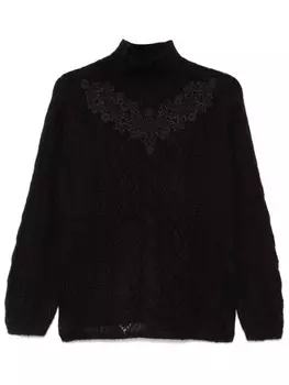 TWINSET свитер с кружевом, черный