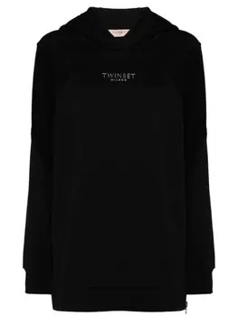 TWINSET толстовка с логотипом и надписью, черный