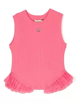 Twinset топ с оборками и логотипом, розовый