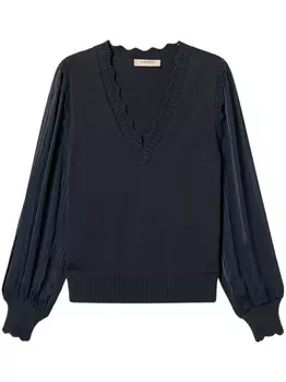 TWINSET топ со вставками, синий