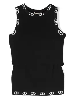 Twinset трикотажное платье мини с логотипом, черный